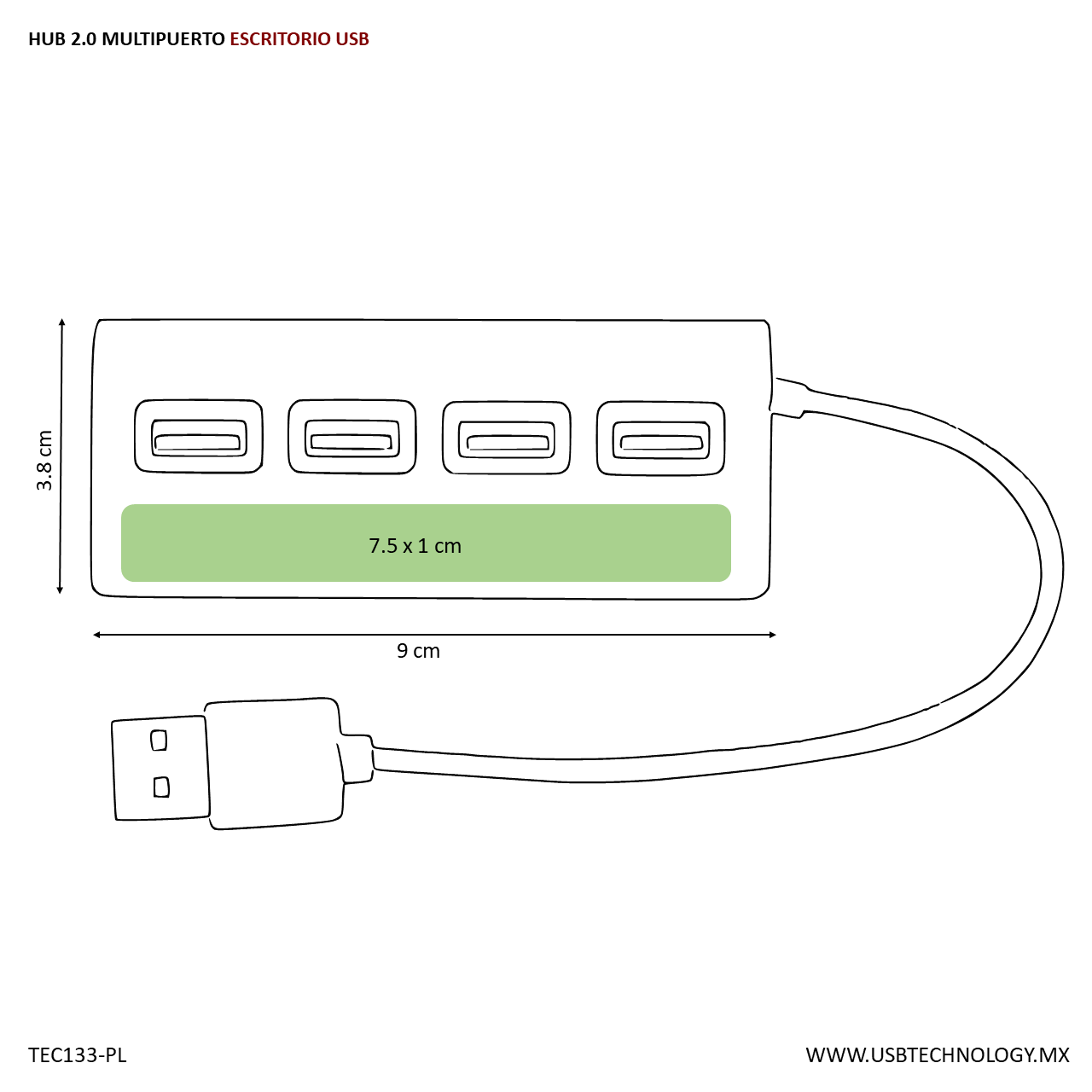 HUB USB 20 ALUMINIO MACLAVO