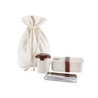 SET FIBRA DE AGAVE Y PLASTICO LONCHERA CONTENEDOR Y CUBIERTOS / ALGODN BOLSA ZACTANT