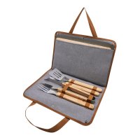 SET ACERO INOXIDABLE Y MADERA CAUCHO UTENSILIOS AACTALV